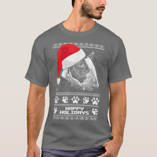 Bull Terrier Cute Happy Holidays Christmas  T-Shirt