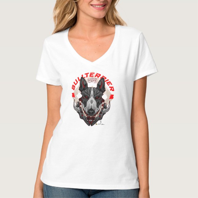 BULL TERRIER Cyberpunk Samurai Elite T-Shirt (Front)