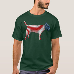 Bull Terrier Dog American Flag 4th Of July T-Shirt