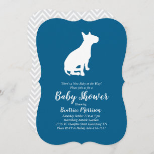 Bull Terrier Dog Baby Shower Blue Boy Invitation