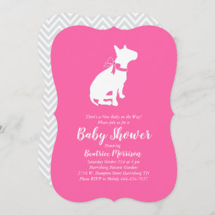 Bull Terrier Dog Baby Shower Pink Girl Invitation