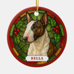 Bull Terrier Dog Ceramic Circle Ornament