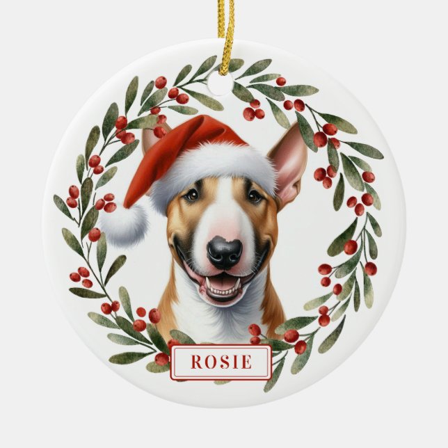 Bull Terrier Dog Ceramic Circle Ornament (Front)