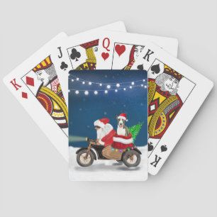 Bull Terrier Dog Christmas Santa Claus  Playing Cards