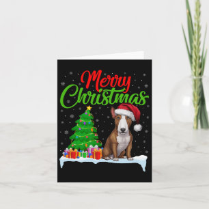 Bull Terrier Dog Christmas Tree Lights Funny Xmas Card