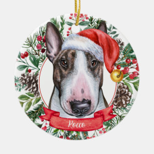 Bull Terrier Dog Custom Santa Christmas Ornament