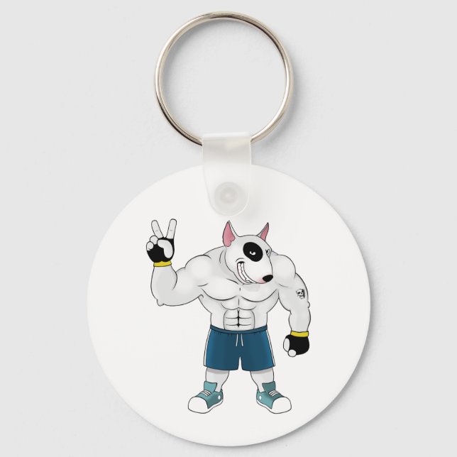 bull terrier dog  fight key ring (Front)