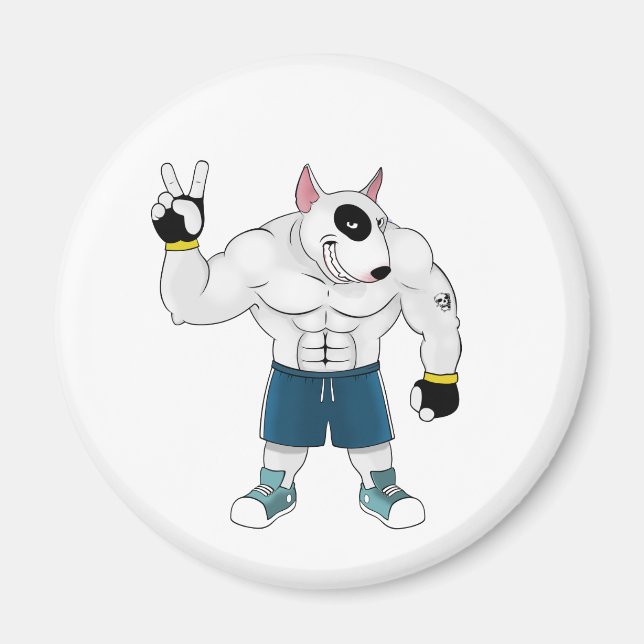 bull terrier dog  fight magnet (Front)