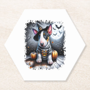 Bull Terrier Dog Halloween Paper Coaster