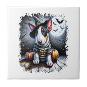 Bull Terrier Dog Halloween Tile