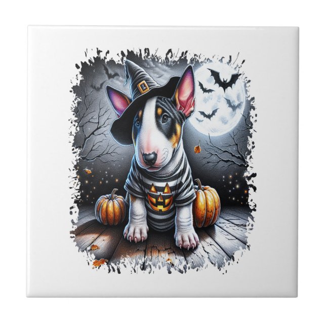 Bull Terrier Dog Halloween Tile (Front)