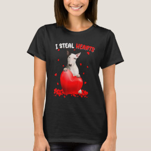 Bull Terrier Dog I Steal Hearts Cute Valentine Day T-Shirt