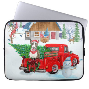 Bull Terrier dog In Christmas Delivery Truck Snow Laptop Sleeve
