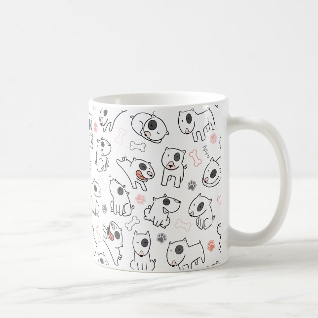 Bull Terrier Dog Lover Seamless Pattern Coffee Mug (Right)