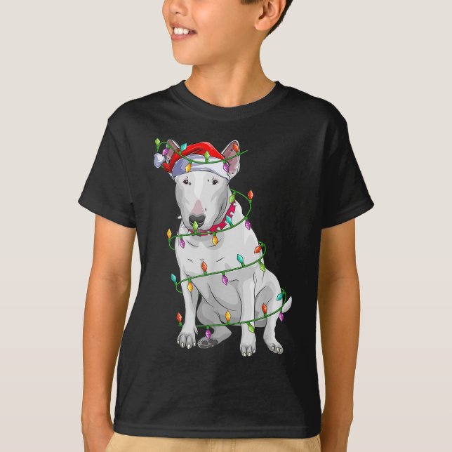 Bull Terrier Dog Lover Xmas Santa Hat Bull Terrier T-Shirt (Front)