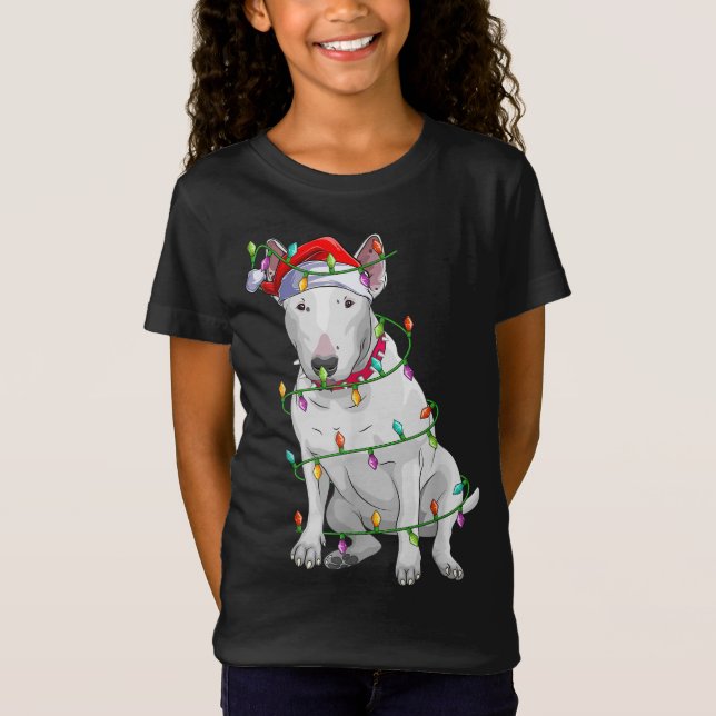 Bull Terrier Dog Lover Xmas Santa Hat Bull Terrier T-Shirt (Front)