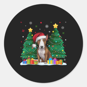 Bull Terrier Dog Lovers Santa Hat Ugly Christmas S Classic Round Sticker