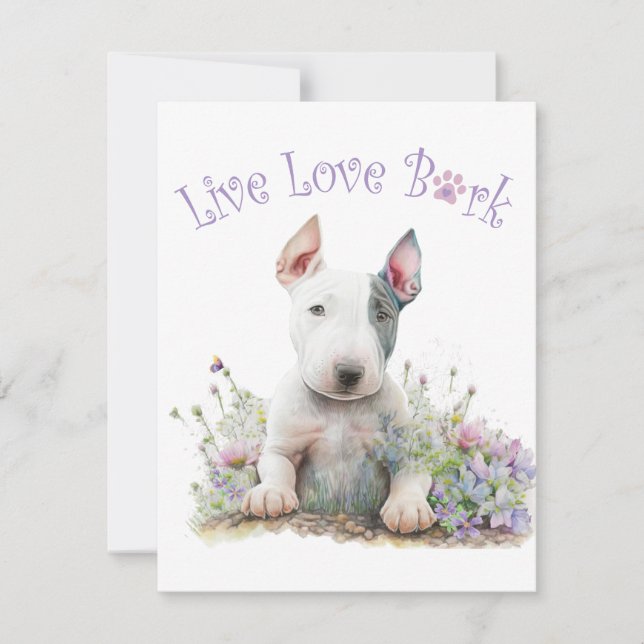 Bull Terrier Dog Mum Floral Card (Front)
