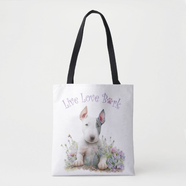 Bull Terrier Dog Mum Floral Tote Bag (Front)