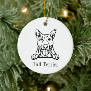 Bull Terrier dog personalised pet ornament, Cu Cer Ceramic Tree Decoration