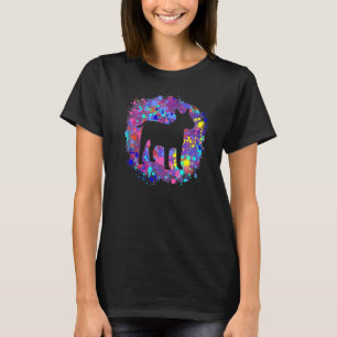 Bull Terrier Dog Pet Pink Watercolor Splatter Art  T-Shirt
