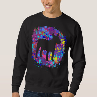 Bull Terrier Dog Pink Watercolor Splatter Art Love Sweatshirt