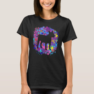 Bull Terrier Dog Pink Watercolor Splatter Art Love T-Shirt