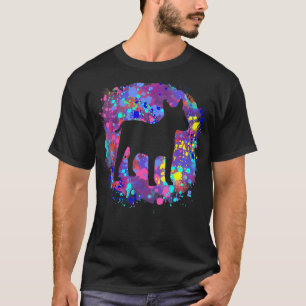 Bull Terrier Dog Pink Watercolor Splatter Art Love T-Shirt