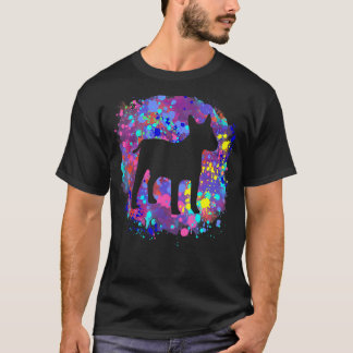 Bull Terrier Dog Pink Watercolor Splatter Art Love T-Shirt