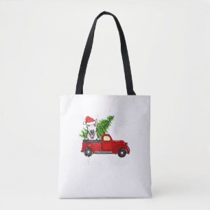Bull Terrier Dog Riding Red Truck Christmas Decor  Tote Bag