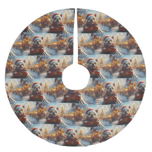 Bull Terrier Dog Roller Coaster Christmas Brushed Polyester Tree Skirt