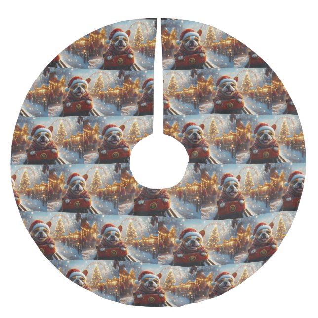 Bull Terrier Dog Roller Coaster Christmas Brushed Polyester Tree Skirt (Front)