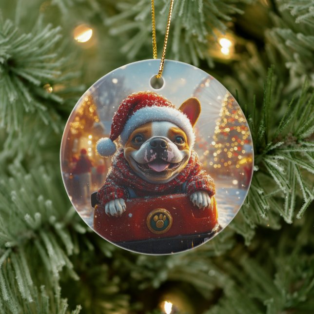 Bull Terrier Dog Roller Coaster Christmas Ceramic Tree Decoration (Tree)