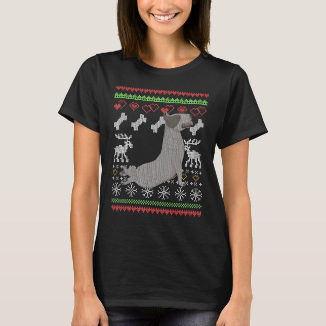 Bull Terrier Dog Santa Claus Ugly Christmas Patter T-Shirt (Front)