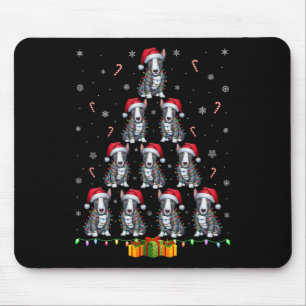 Bull Terrier Dog Santa Hat Xmas Lights Christmas T Mouse Pad