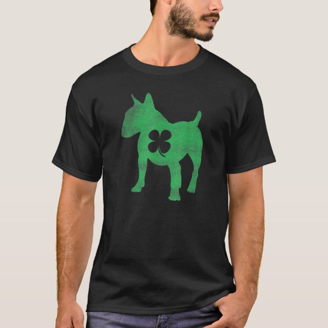 Bull Terrier Dog Shamrock St Patricks Day Saint Pa T-Shirt (Front)