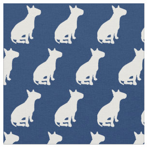 Bull Terrier Dog Silhouette Pet Navy Blue Fabric