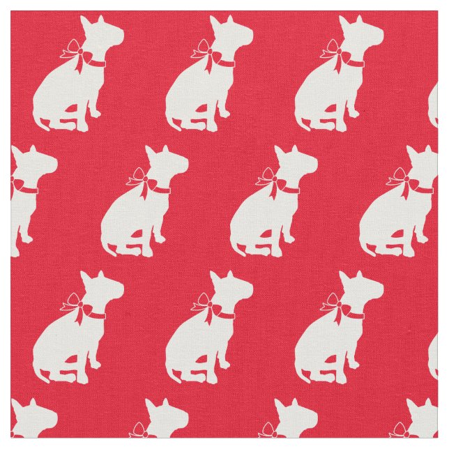 Bull Terrier Dog Silhouette Pet Red Fabric (Close Up)
