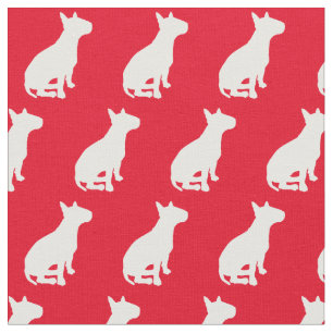 Bull Terrier Dog Silhouette Pet Red Fabric