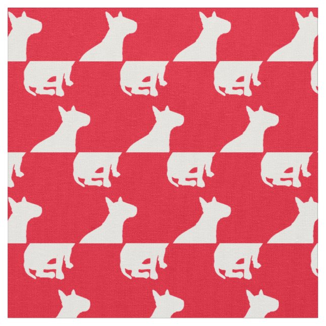 Bull Terrier Dog Silhouette Pet Red Fabric (Close Up)