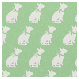 Bull Terrier Dog Silhouette Pet Sage Green Fabric