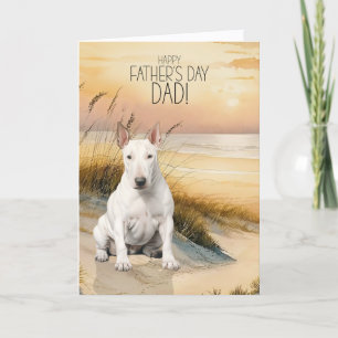 Bull Terrier Dog Sunset Beach Father's Day Holiday Card