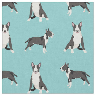 bull terrier dog turquoise fabric