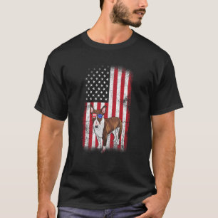 Bull Terrier Dog Usa Flag Boys Girls Men Women 4th T-Shirt