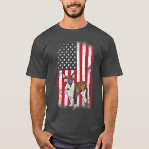 Bull Terrier Dog USA Flag Boys Girls Men Women 4th T-Shirt