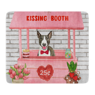 Bull Terrier Dog Valentine's Day Kissing Booth Cutting Board