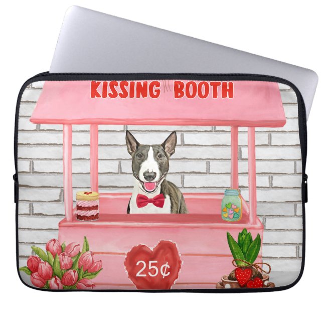 Bull Terrier Dog Valentine's Day Kissing Booth Laptop Sleeve (Front)