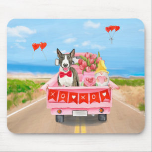 Bull Terrier Dog Valentine's Day Truck Hearts Mouse Pad