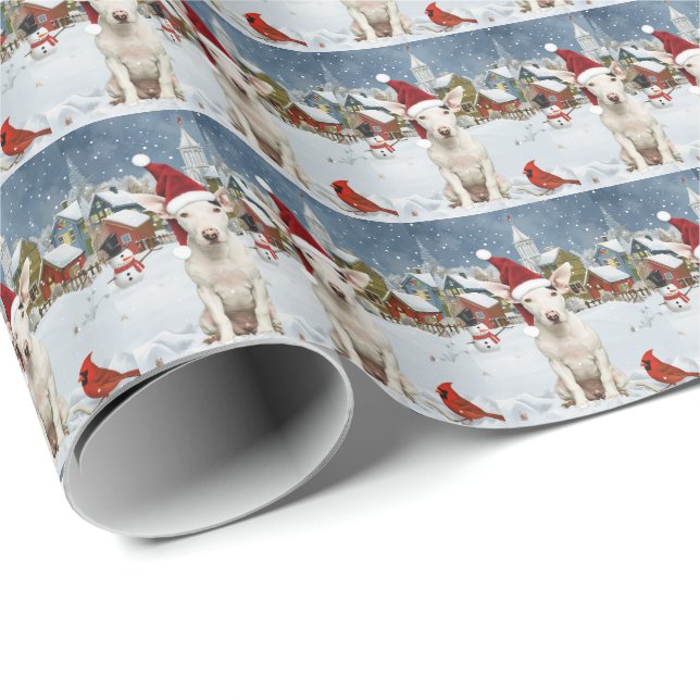 Bull Terrier Dog Winter Wonderland Christmas Joy Wrapping Paper (Roll Corner)