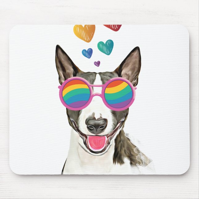 Bull Terrier Dog with Hearts Valentine's Day Mouse Pad (Front)